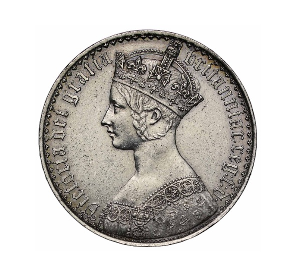ヴィクトリア女王のゴシッククラウン銀貨